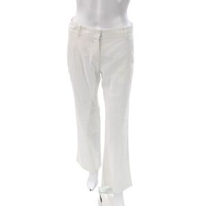 Theory Womens Linen Dress Pants White Button Closure Size 0